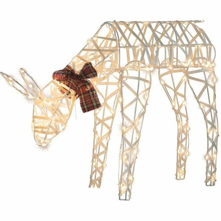 GOLDENGIFTS 24 in. Sienna LED White 3D Wire Deer with Red Plaid Bow Yard Decor GO2742846